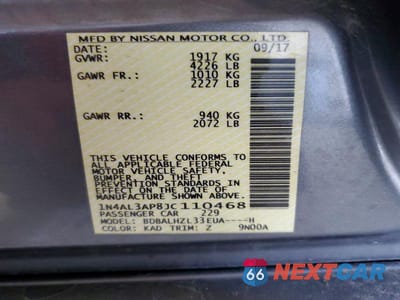 Zdjęcie 12 z 12 samochodu: 2018 NISSAN ALTIMA 2.5 SR VIN:1N4AL3AP8JC110468 - miniatura