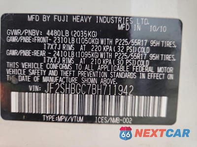 Zdjęcie 12 z 12 samochodu: 2011 SUBARU FORESTER TOURING VIN:JF2SHBGC7BH711942 - miniatura