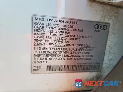 Zdjęcie 14 z 14 samochodu: 2017 AUDI Q7 PRESTIGE VIN:WA1VAAF76HD019549 - miniatura