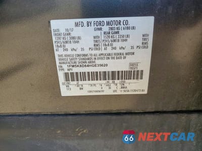 Zdjęcie 13 z 13 samochodu: 2017 FORD EXPLORER XLT VIN:1FM5K8D84HGE35620 - miniatura