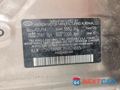 Zdjęcie 12 z 12 samochodu: 2014 HYUNDAI ELANTRA LIMITED VIN:5NPDH4AE2EH529665 - miniatura