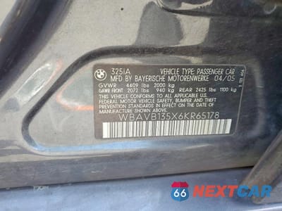 Zdjęcie 12 z 12 samochodu: 2006 BMW 325 I VIN:WBAVB135X6KR65178 - miniatura