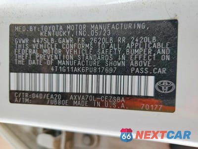Zdjęcie 12 z 12 samochodu: 2023 TOYOTA CAMRY SE VIN:4T1G11AK6PU817697 - miniatura