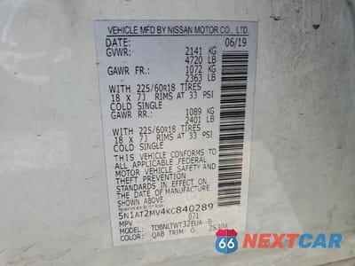 Zdjęcie 13 z 13 samochodu: 2019 NISSAN ROGUE SV VIN:5N1AT2MV4KC840289 - miniatura