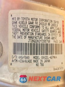 Zdjęcie 12 z 12 samochodu: 2000 TOYOTA CAMRY LE VIN:JT2BG22K2Y0395768 - miniatura