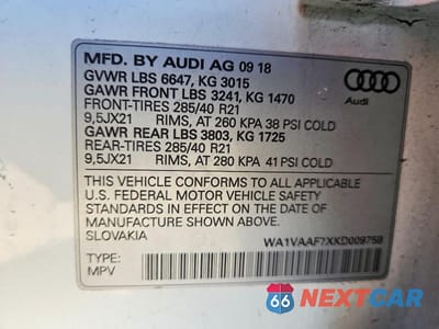 Zdjęcie 13 z 13 samochodu: 2019 AUDI Q7 PRESTIGE VIN:WA1VAAF7XKD009758 - miniatura