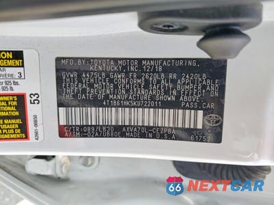Zdjęcie 12 z 12 samochodu: 2019 TOYOTA CAMRY XSE VIN:4T1B61HK5KU722011 - miniatura