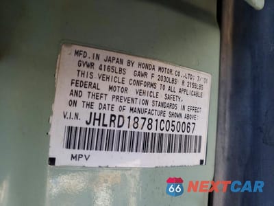 Zdjęcie 13 z 13 samochodu: 2001 HONDA CR-V SE VIN:JHLRD18781C050067 - miniatura