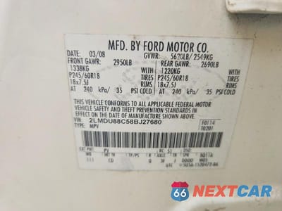 Zdjęcie 13 z 13 samochodu: 2008 LINCOLN MKX VIN:2LMDU88C58BJ27680 - miniatura