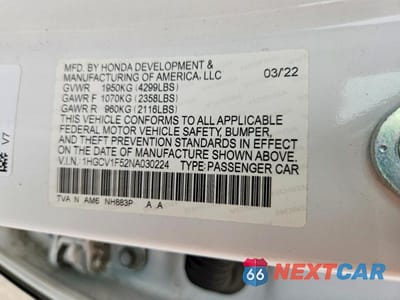 Zdjęcie 12 z 12 samochodu: 2022 HONDA ACCORD EXL VIN:1HGCV1F52NA030224 - miniatura