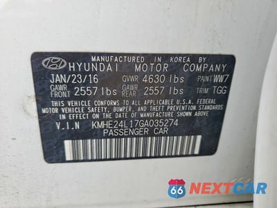 Zdjęcie 12 z 12 samochodu: 2016 HYUNDAI SONATA HYBRID SE VIN:KMHE24L17GA035274 - miniatura