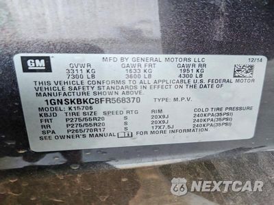 Zdjęcie 13 z 13 samochodu: 2015 CHEVROLET TAHOE K1500 LT VIN:1GNSKBKC8FR568370 - miniatura