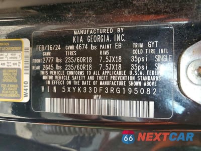 Zdjęcie 13 z 13 samochodu: 2024 KIA SPORTAGE EX VIN:5XYK33DF3RG195082 - miniatura