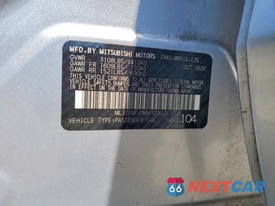Zdjęcie 12 z 12 samochodu: 2021 MITSUBISHI MIRAGE G4 ES VIN:ML32FUFJ0MHF00610 - miniatura