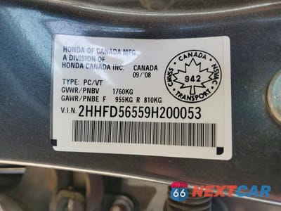 Zdjęcie 12 z 12 samochodu: 2009 ACURA CSX VIN:2HHFD56559H200053 - miniatura