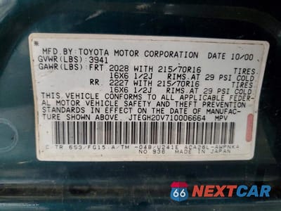 Zdjęcie 14 z 14 samochodu: 2001 TOYOTA RAV4 BASE VIN:JTEGH20V710006664 - miniatura