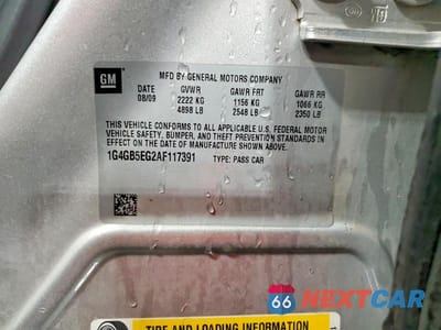 Zdjęcie 13 z 13 samochodu: 2010 BUICK LACROSSE CX VIN:1G4GB5EG2AF117391 - miniatura
