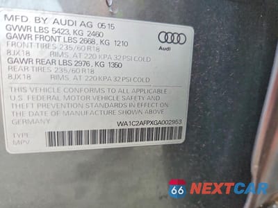 Zdjęcie 12 z 12 samochodu: 2016 AUDI Q5 PREMIUM VIN:WA1C2AFPXGA002953 - miniatura