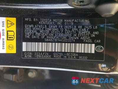 Zdjęcie 13 z 13 samochodu: 2019 LEXUS ES 350 VIN:58ABZ1B14KU023274 - miniatura