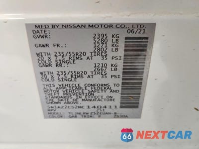 Zdjęcie 13 z 13 samochodu: 2021 NISSAN MURANO SL VIN:5N1AZ2CS2MC140411 - miniatura