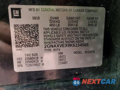 Zdjęcie 13 z 13 samochodu: 2019 CHEVROLET EQUINOX LT VIN:2GNAXVEX9K6154565 - miniatura