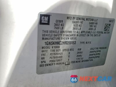 Zdjęcie 13 z 13 samochodu: 2017 CHEVROLET SUBURBAN K1500 LT VIN:1GNSKHKC2HR289163 - miniatura