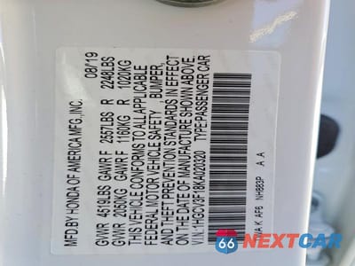 Zdjęcie 12 z 12 samochodu: 2019 HONDA ACCORD HYBRID VIN:1HGCV3F18KA020320 - miniatura