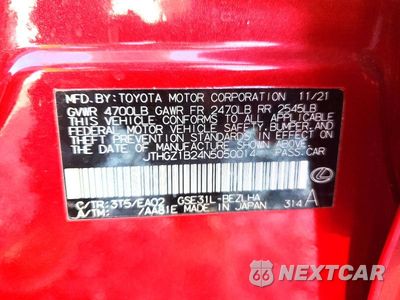 Zdjęcie 13 z 13 samochodu: 2022 LEXUS IS 350 F SPORT VIN:JTHGZ1B24N5050014 - miniatura