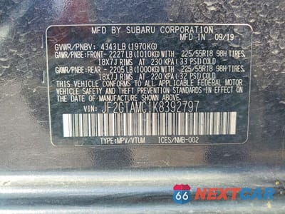 Zdjęcie 12 z 12 samochodu: 2019 SUBARU CROSSTREK LIMITED VIN:JF2GTAMC1K8392797 - miniatura