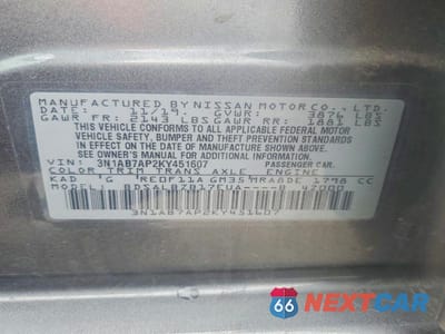 Zdjęcie 12 z 12 samochodu: 2019 NISSAN SENTRA S VIN:3N1AB7AP2KY451607 - miniatura
