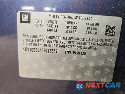 Zdjęcie 12 z 12 samochodu: 2015 CHEVROLET MALIBU 1LT VIN:1G11C5SL4FF276857 - miniatura