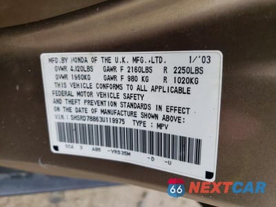 Zdjęcie 12 z 12 samochodu: 2003 HONDA CR-V EX VIN:SHSRD78863U119975 - miniatura