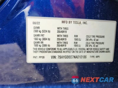 Zdjęcie 14 z 14 samochodu: 2022 TESLA MODEL Y VIN:7SAYGDEE7NA010186 - miniatura