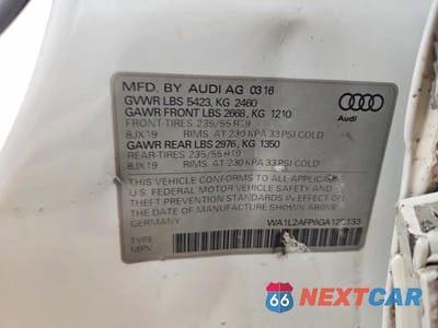 Zdjęcie 13 z 13 samochodu: 2016 AUDI Q5 PREMIUM PLUS VIN:WA1L2AFP6GA125133 - miniatura