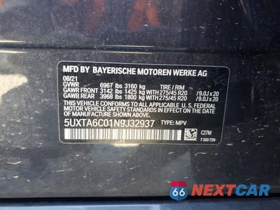 Zdjęcie 13 z 13 samochodu: 2022 BMW X5 XDRIVE45E VIN:5UXTA6C01N9J32937 - miniatura
