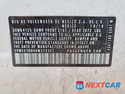 Zdjęcie 12 z 12 samochodu: 2019 VOLKSWAGEN JETTA S VIN:3VWC57BU4KM275357 - miniatura