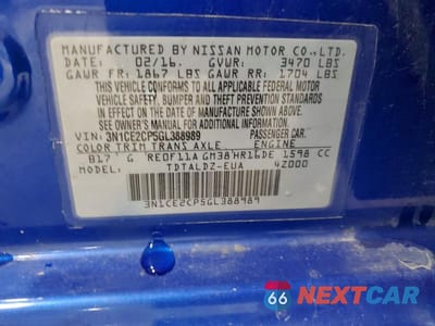 Zdjęcie 12 z 12 samochodu: 2016 NISSAN VERSA NOTE SV VIN:3N1CE2CP5GL388989 - miniatura
