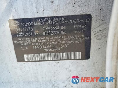 Zdjęcie 12 z 12 samochodu: 2016 HYUNDAI ELANTRA SE VIN:5NPDH4AE9GH776457 - miniatura