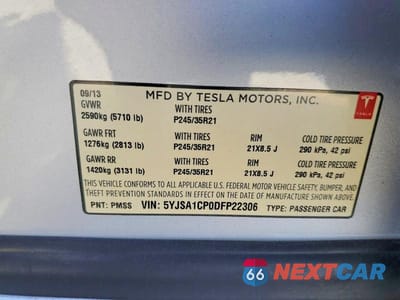 Zdjęcie 12 z 12 samochodu: 2013 TESLA MODEL S VIN:5YJSA1CP0DFP22306 - miniatura