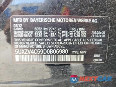 Zdjęcie 13 z 13 samochodu: 2013 BMW X5 XDRIVE35I VIN:5UXZV4C59D0B06980 - miniatura
