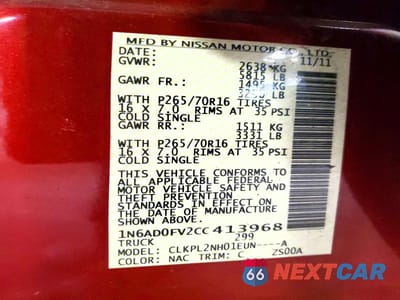 Zdjęcie 12 z 12 samochodu: 2012 NISSAN FRONTIER SV V6 VIN:1N6AD0FV2CC413968 - miniatura