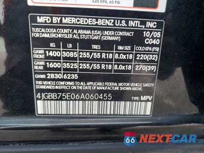 Zdjęcie 13 z 13 samochodu: 2006 MERCEDES-BENZ ML 500 VIN:4JGBB75E06A060455 - miniatura