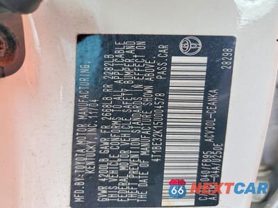 Zdjęcie 12 z 12 samochodu: 2005 TOYOTA CAMRY LE VIN:4T1BE32K15U004578 - miniatura