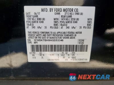 Zdjęcie 13 z 13 samochodu: 2017 FORD EXPLORER VIN:1FM5K7BH9HGD53346 - miniatura