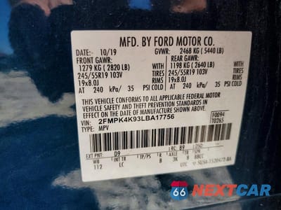 Zdjęcie 13 z 13 samochodu: 2020 FORD EDGE TITANIUM VIN:2FMPK4K93LBA17756 - miniatura