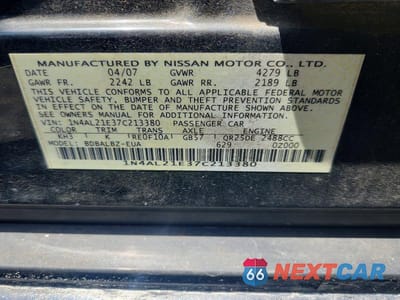 Zdjęcie 13 z 13 samochodu: 2007 NISSAN ALTIMA 2.5 VIN:1N4AL21E37C213380 - miniatura