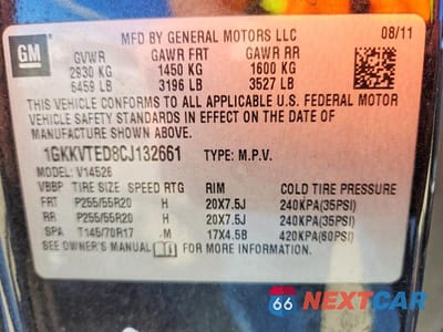 Zdjęcie 13 z 13 samochodu: 2012 GMC ACADIA DENALI VIN:1GKKVTED8CJ132661 - miniatura