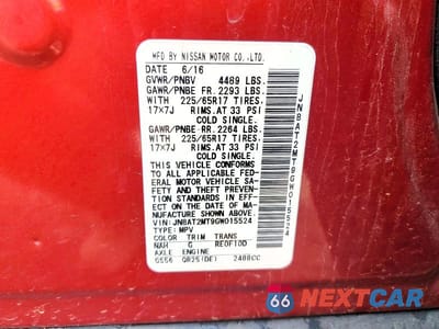 Zdjęcie 13 z 13 samochodu: 2016 NISSAN ROGUE S VIN:JN8AT2MT9GW015524 - miniatura