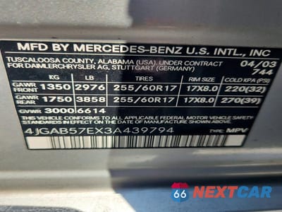 Zdjęcie 13 z 13 samochodu: 2003 MERCEDES-BENZ ML 350 VIN:4JGAB57EX3A439794 - miniatura
