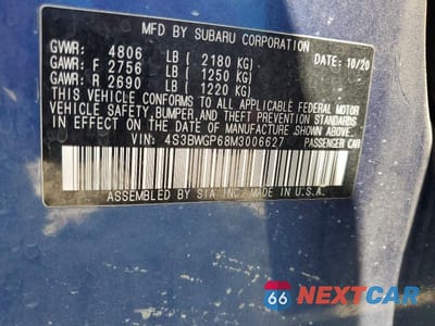 Zdjęcie 12 z 12 samochodu: 2021 SUBARU LEGACY TOURING XT VIN:4S3BWGP68M3006627 - miniatura